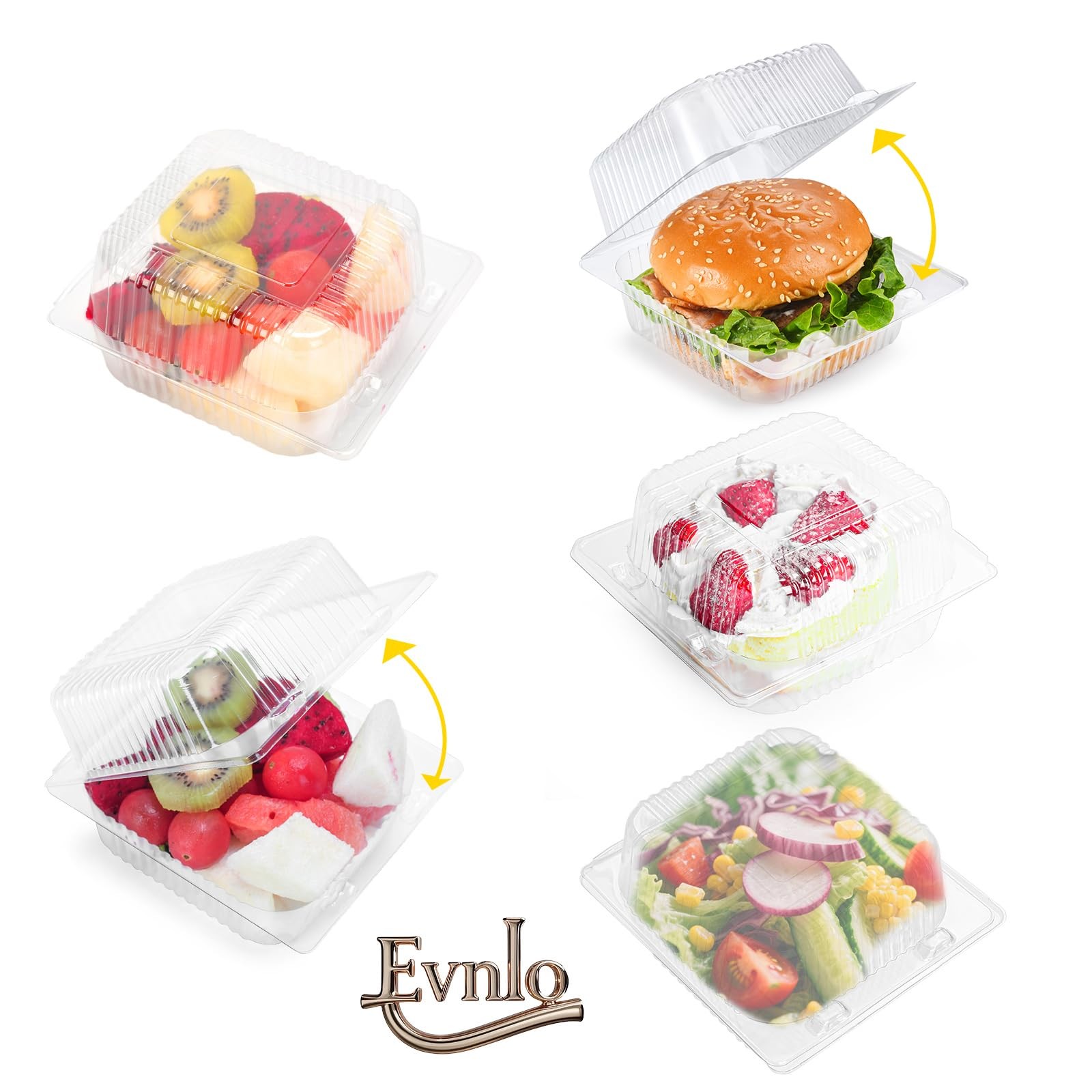 100 Count Clear Plastic Containers with Lids for Food, Thickened Disposable S…