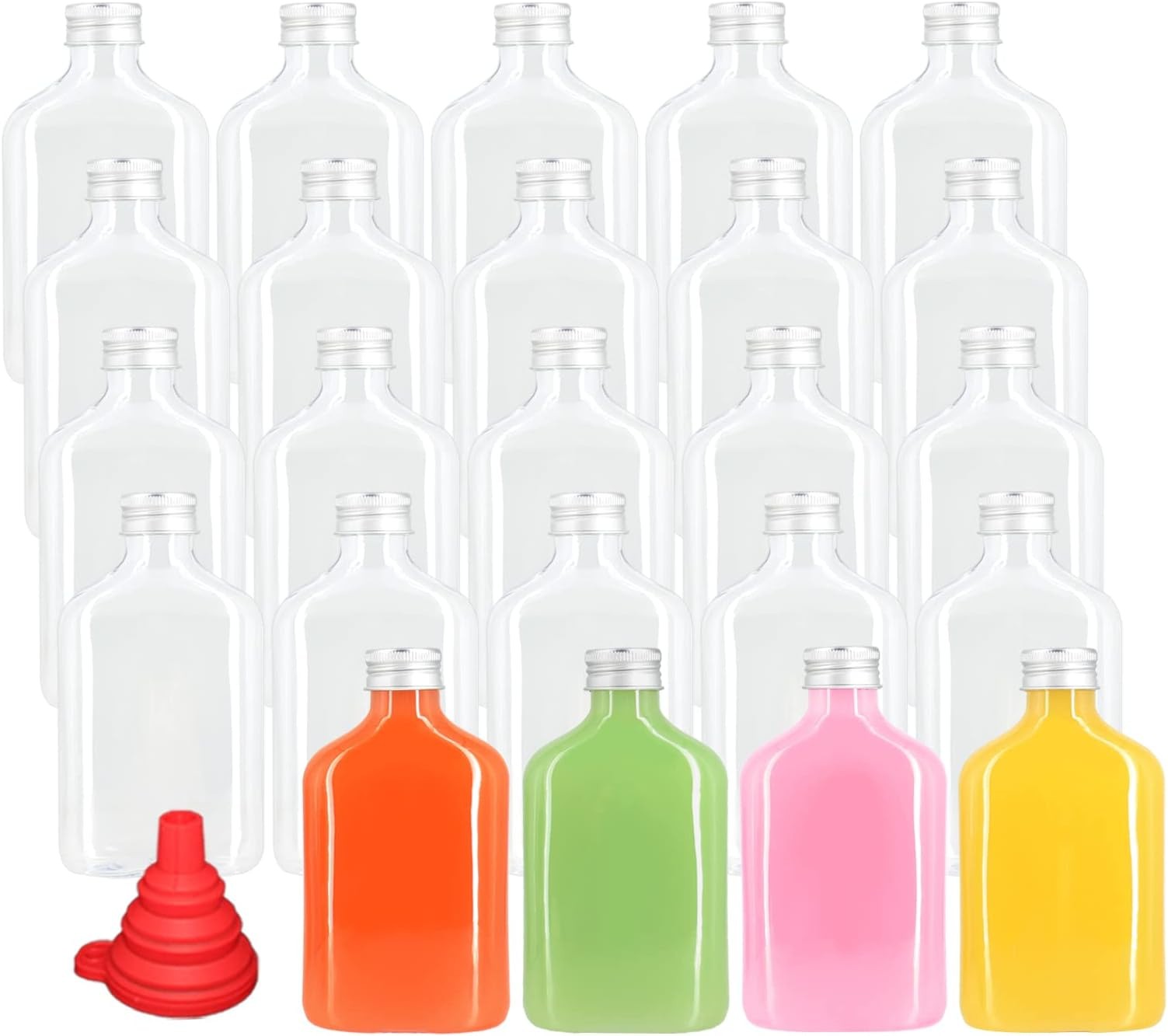 zmybcpack 24 Pack 8oz Plastic Juice Bottles with Caps, Flat Juice Bottles Bev…