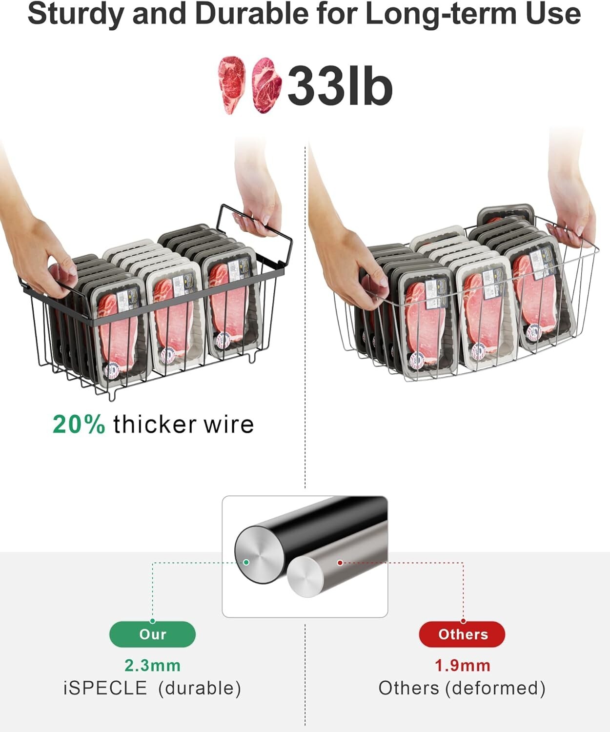 Deep Freezer Organizer Bins – Stackable Chest Freezer Organizer – 4 Pack, Black