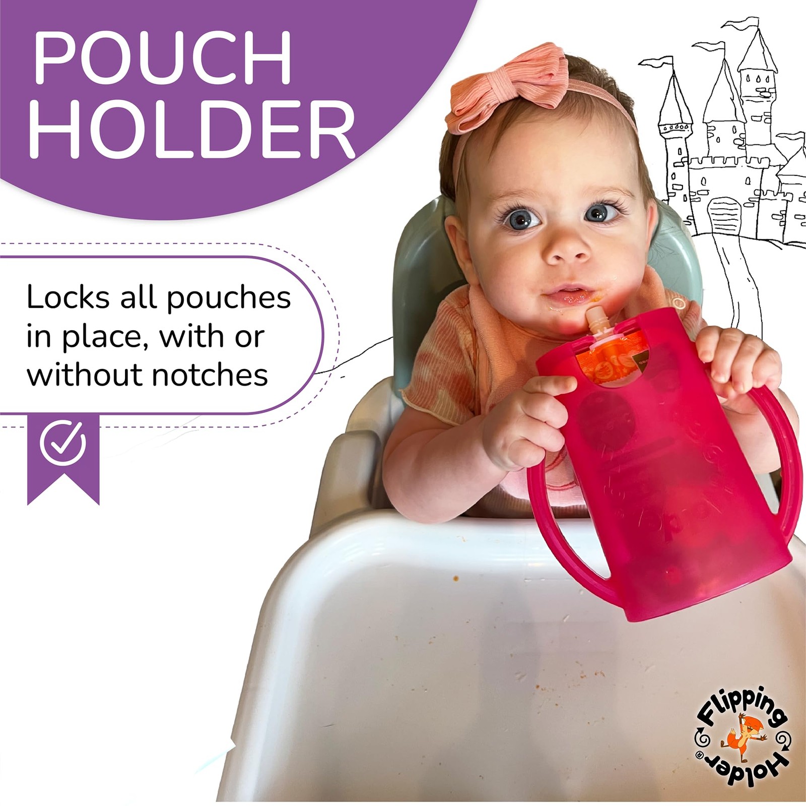 Squeeze Proof Food Pouch Holder for Toddlers, Babies, Kids, Mess No Squeeze J…