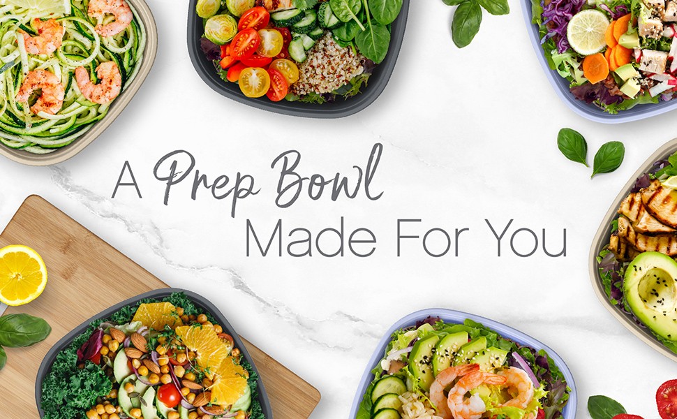 Prep – 1-Compartment Bowls with Custom Fit Lids – Reusable, Microwaveable,