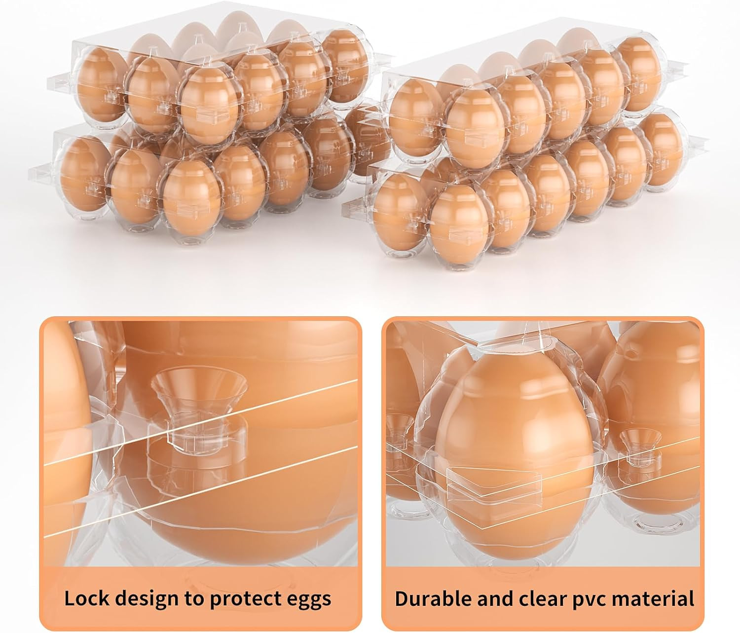 100 Pack Egg Cartons Cheap Bulk 12 Count Clear Plastic Egg Containers for Chicke