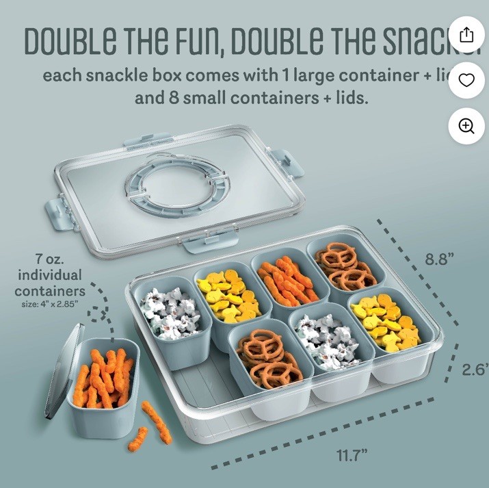 CWC Snack Box Set 16 Containers 7oz BPA Free Airtight w/ Lids Teal Blue/Green