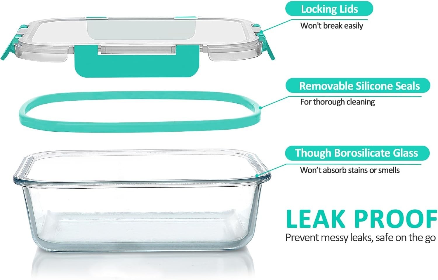 10-Pack Glass Meal Prep Containers with Lids Airtight Microwave Dishwasher Oven