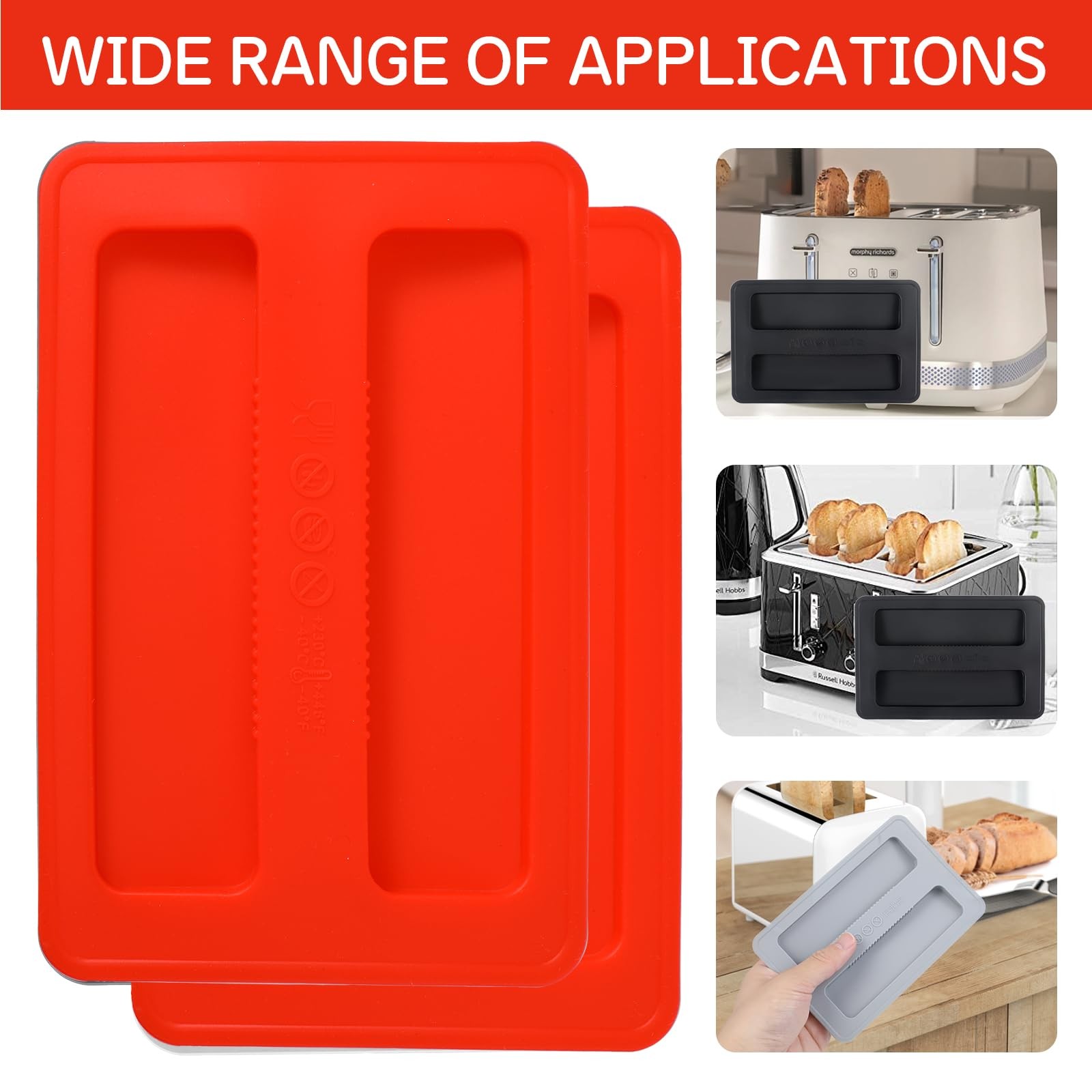 Guduling 2 Pcs Toaster Cover 2 Slice Silicone,Silicone small, Red