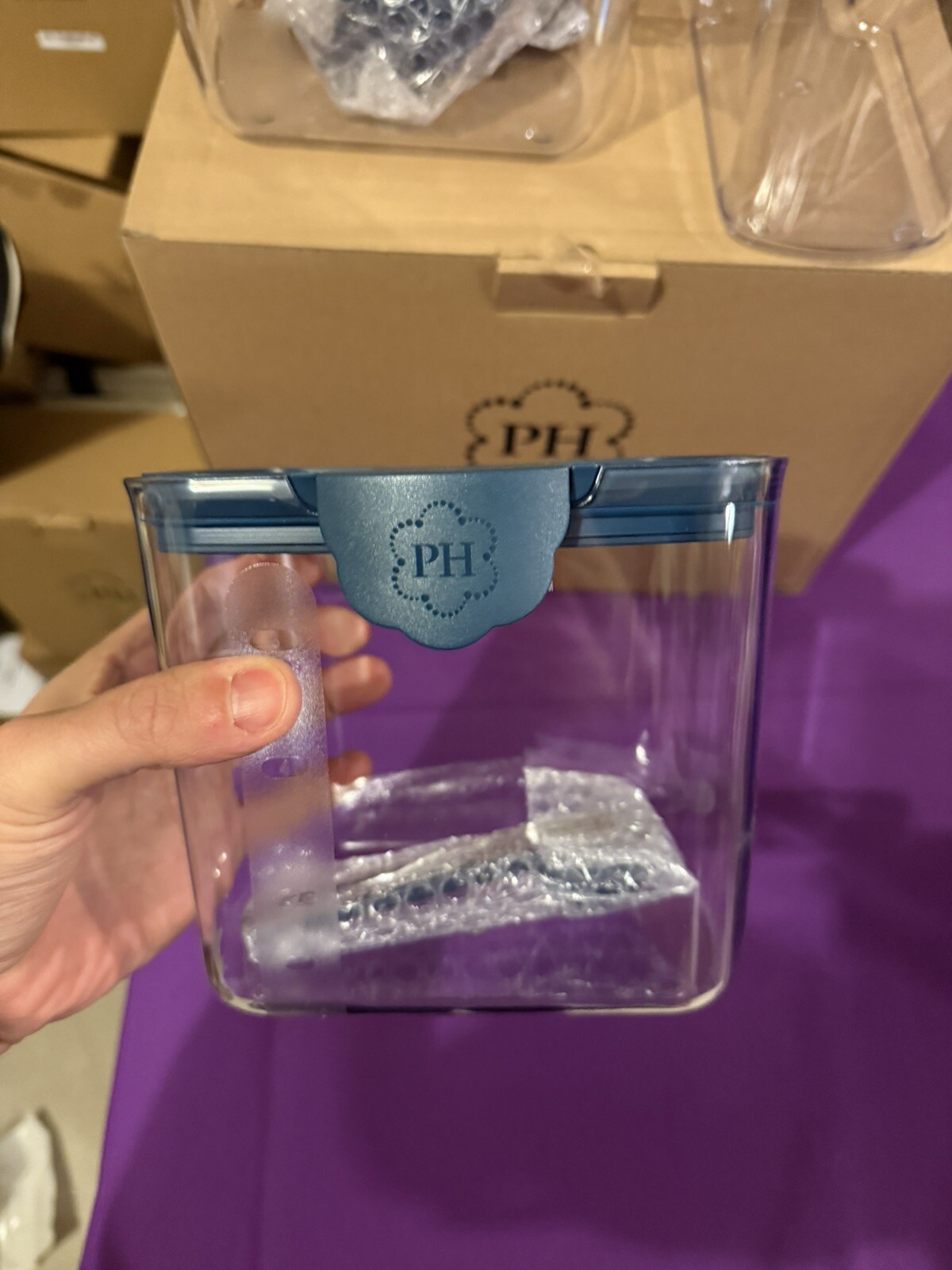 Princess house Pantry Storage Container Set Of 4 Blue LidsNavy New In Box #10011