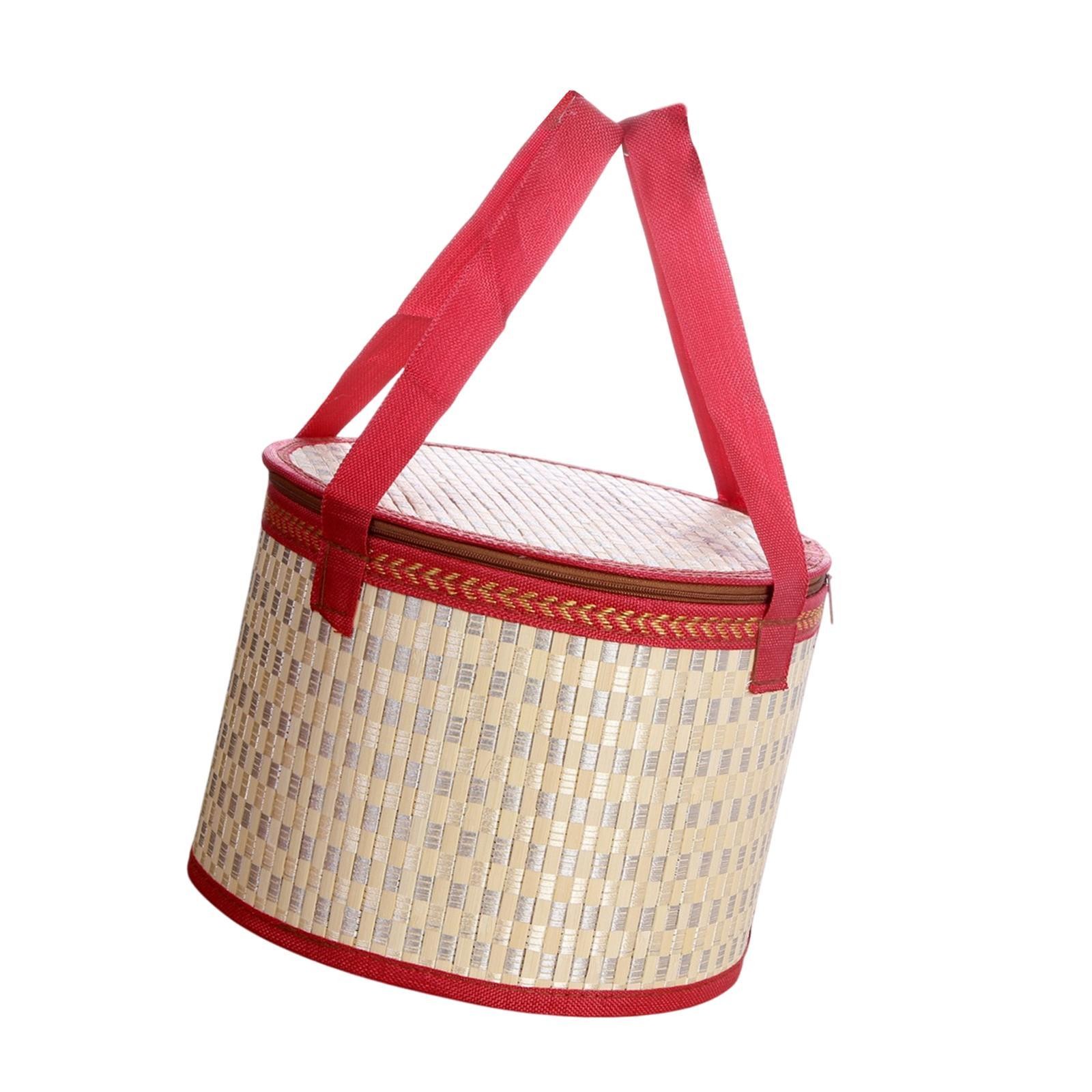 Bamboo Woven Basket with Handle Egg Container Versatile Sturdy Lightweight