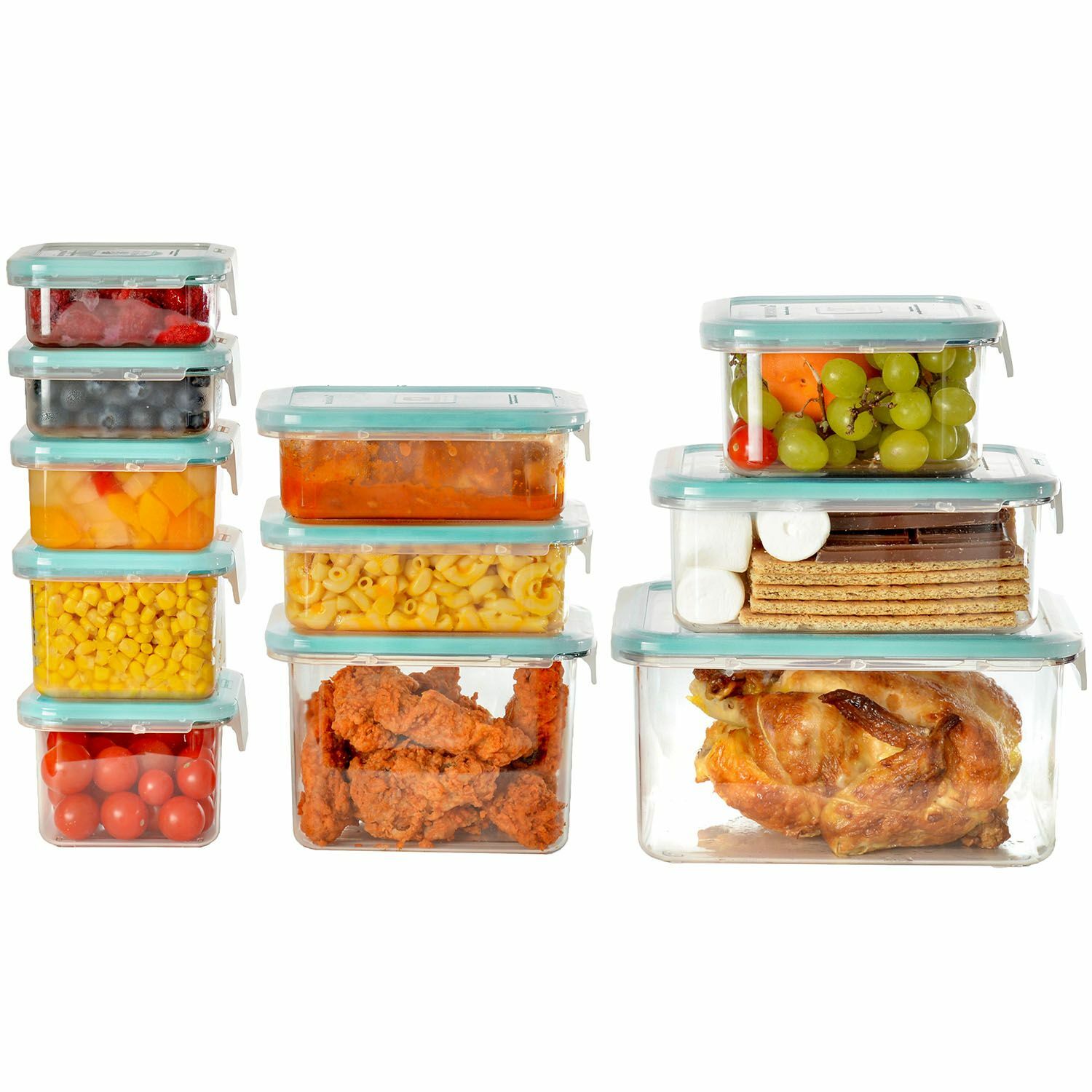 1-Lock 22-Piece Food Storage Single-Slide Snap Container Airtight Leak-Proof Set