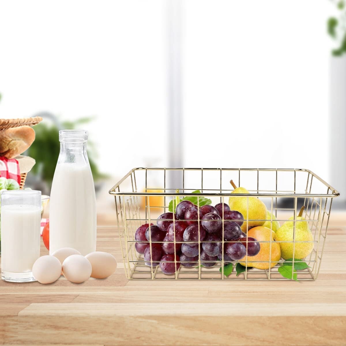 Fvstar 3pcs Wire Storage Basket Farmhouse Metal Household Container Storage