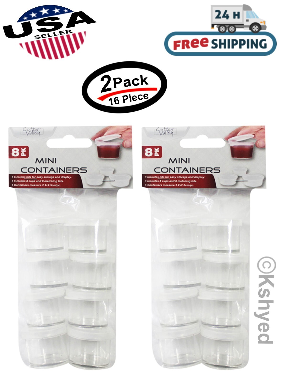 Mini Storage Round Containers with Lids, Reusable Stackable 2.2X2.5 cm (2 Pack)