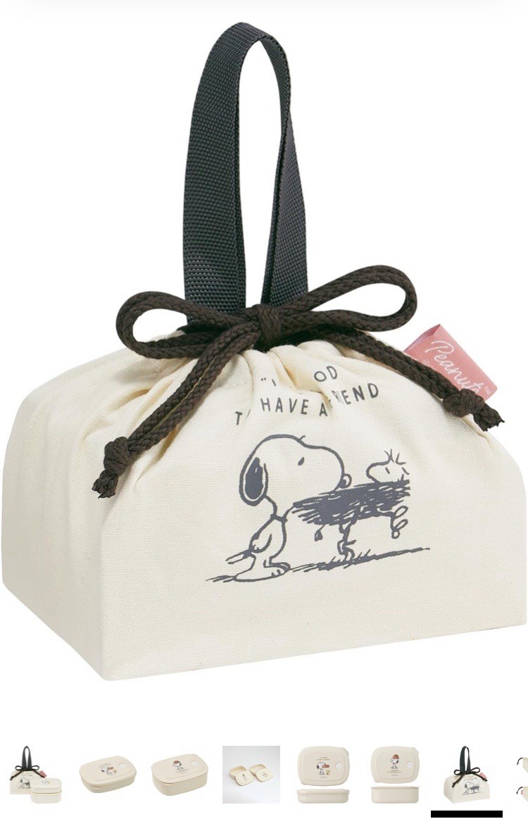 Peanuts Snoopy two bento box food container with a bag set 280ml 400ml Woodstock