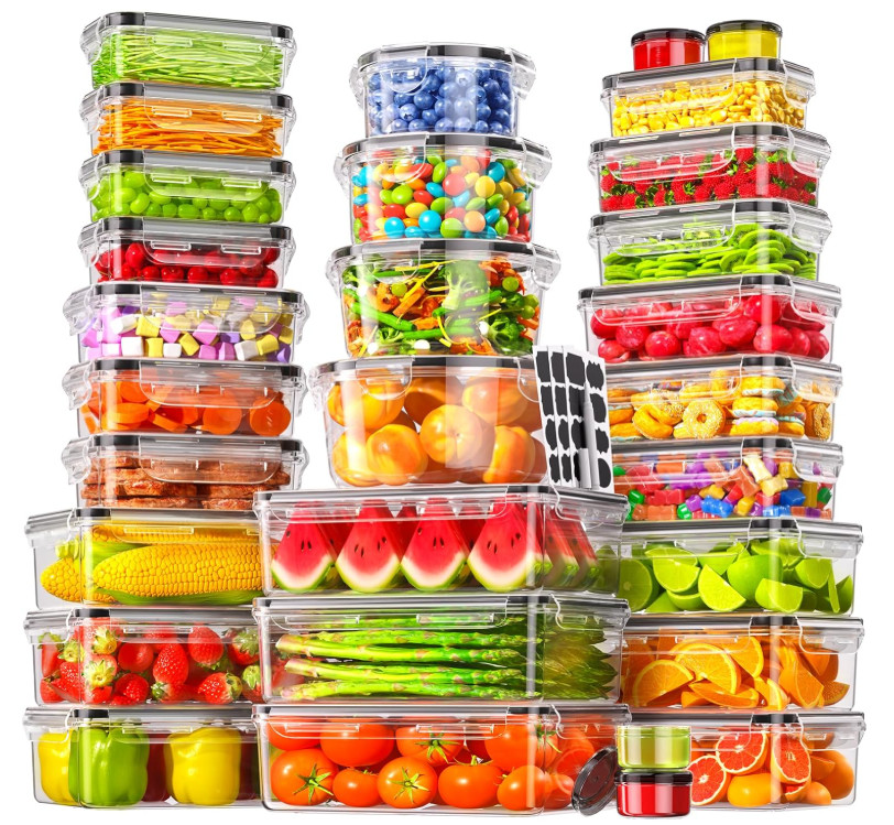 Set hermético de 60 recipientes para alimentos, BPA free, reutilizables y seguro