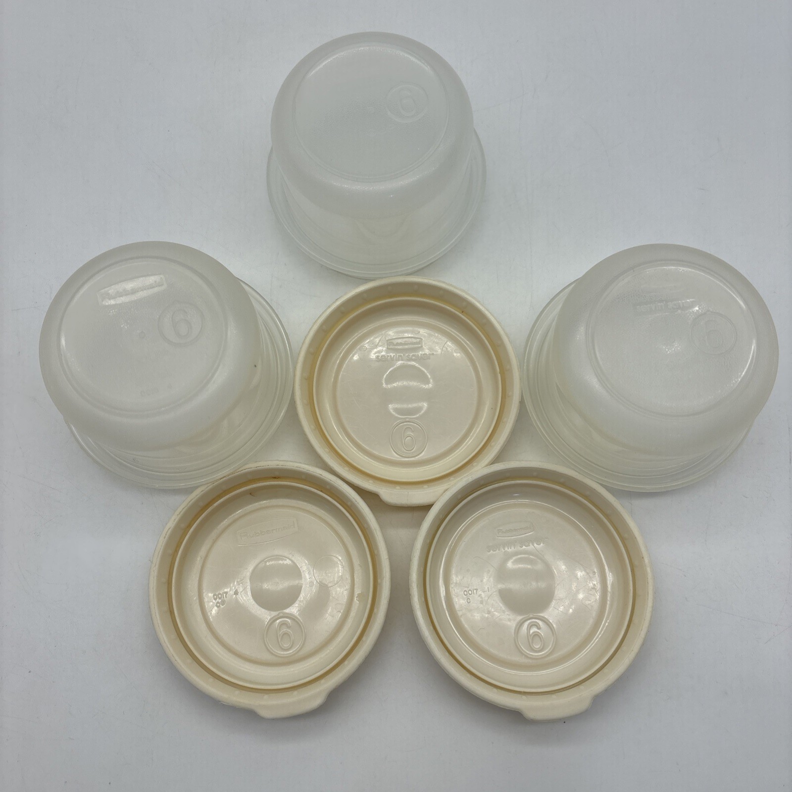 SET OF 12 – VTG. RUBBERMAID SERVIN SAVER – CONTAINERS & LIDS Mult Size Shape