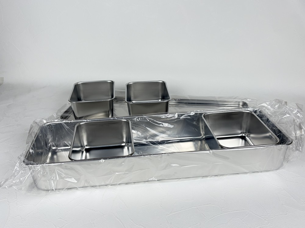 TKG SA18-8 Stainless Condiment Server Set 4 Compartment Long Tray