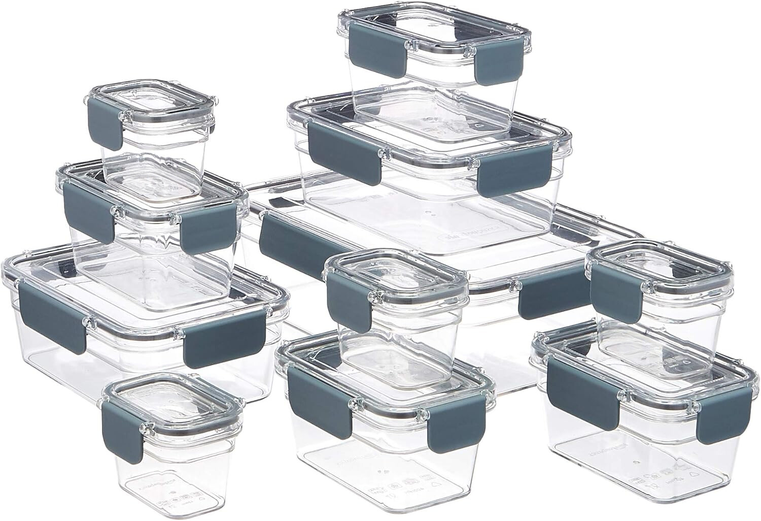 Large Food Storage Container – Plastic Latch, Airtight, 22 Pieces, Clean