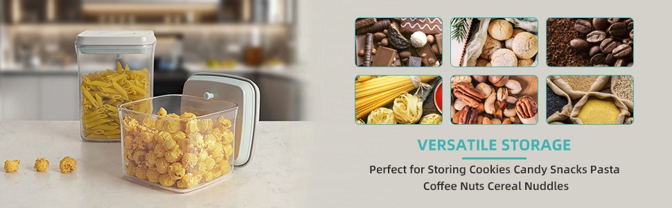 Airtight Container Set (1000ml 4 Pcs) Stackable One Press Openning Food