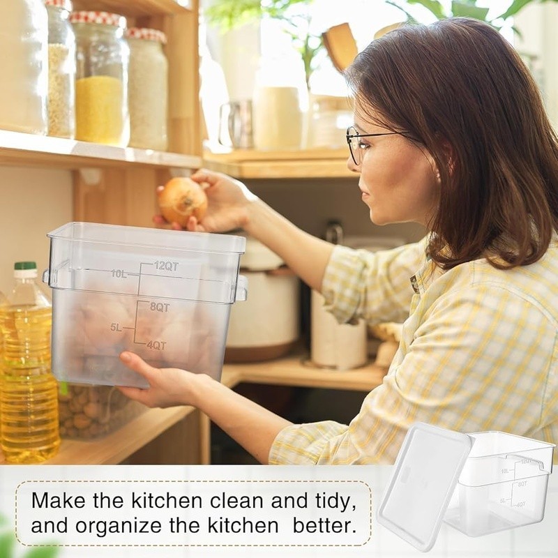 12qt Food Storage Containers W/ Lids Sturdy Polycarbonate W/ Handles Easy Clean