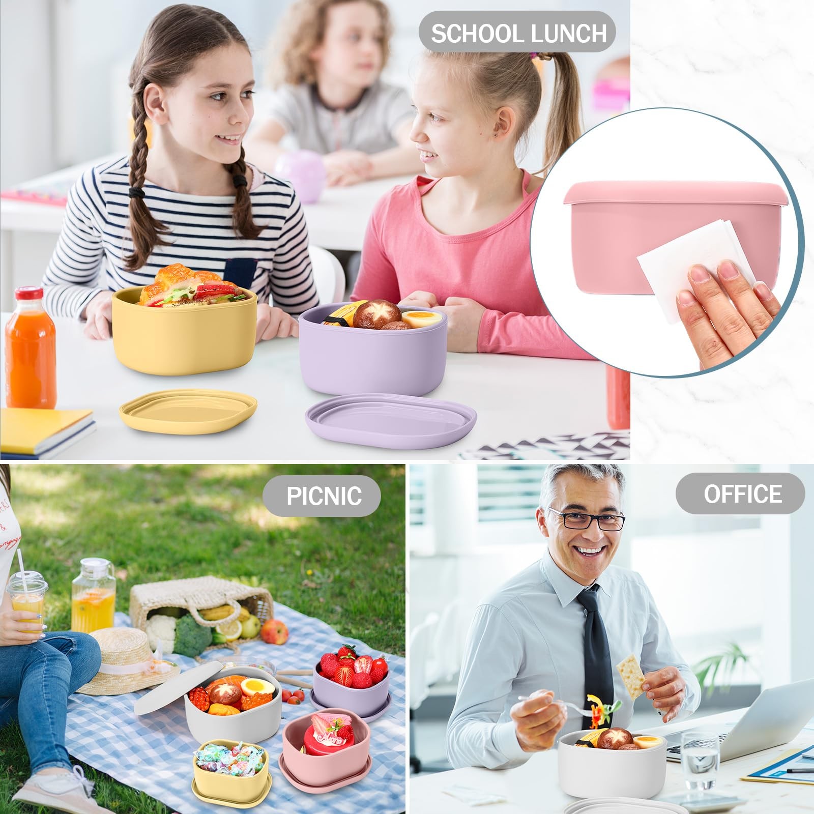 Blushtier 12 Pcs Silicone Food Storage Containers with Lids Reusable Silicone…