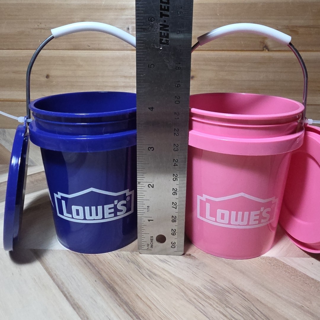 VIRAL ~ Lowe’s Mini Buckets With Lids ~PINK & Blue ~ HIS & HERS ~FOODSAFE~ Rare