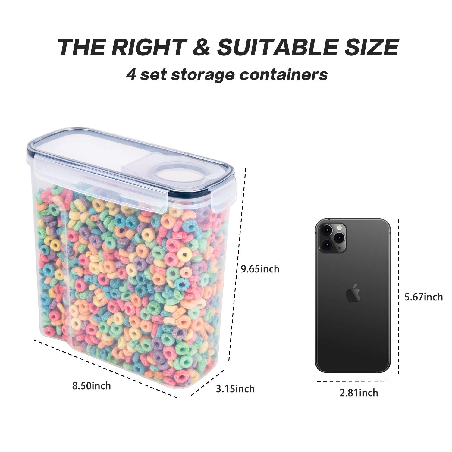 FOOYOO Cereal Containers Storage Set – 4 Piece Airtight 4 Piece, 4
