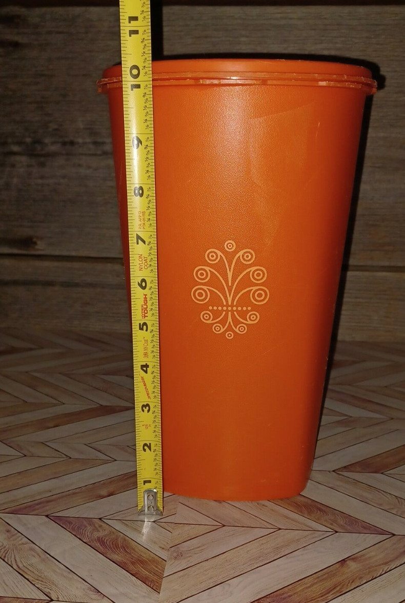 Vintage Large Orange Tupperware Canister Storage Container With Lid 1222-6