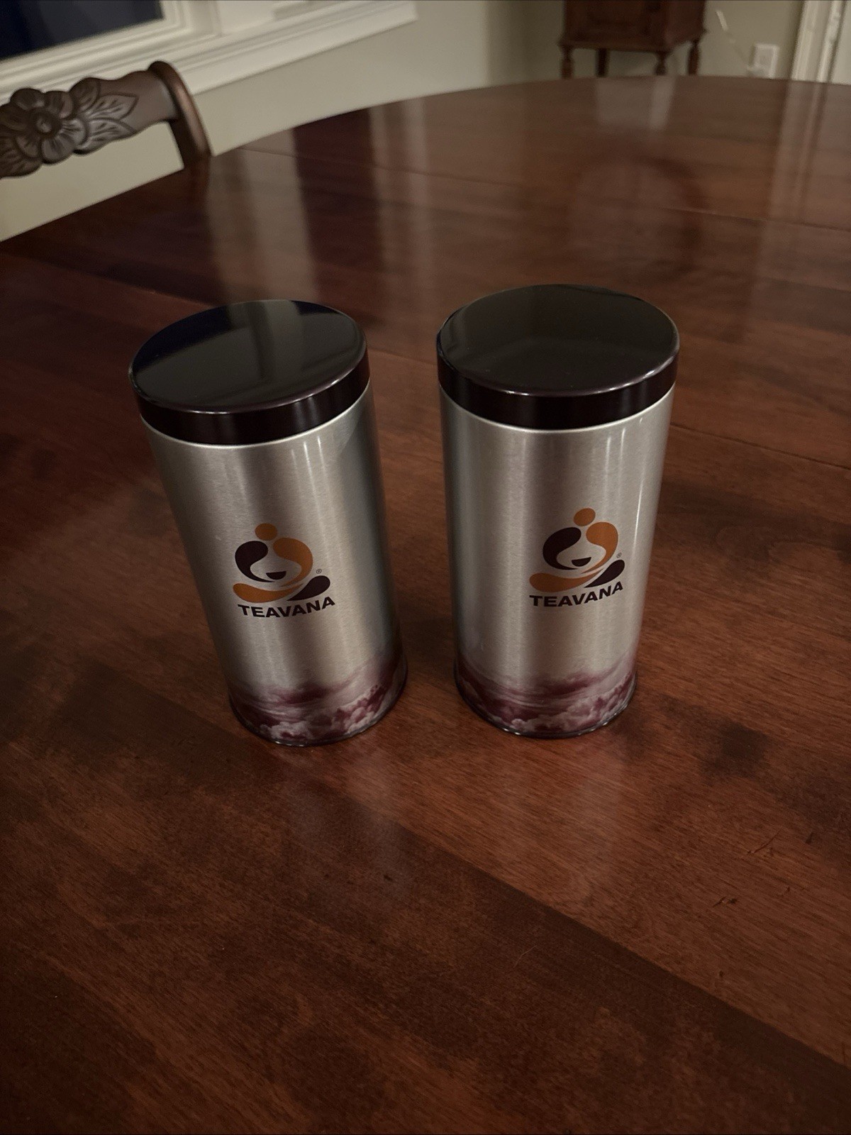 Teavana Tea Storage Tin Container 8×4 Air Tight Canisters – set of 2 – Empty