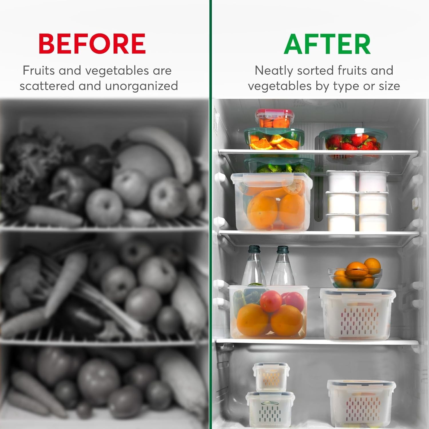 5 Set Fruit Storage Containers for Fridge with Colanders Dishwasher Safe, Lea…