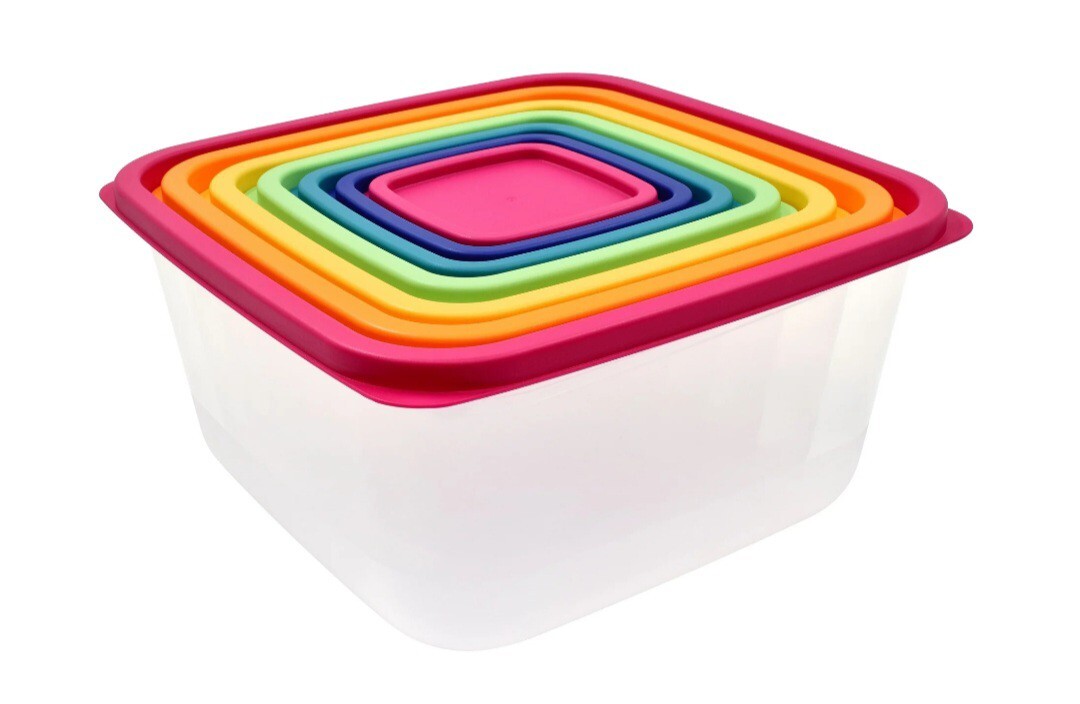 Mainstays Plastic Rainbow Food Storage Set, Multi Color, 14pcs