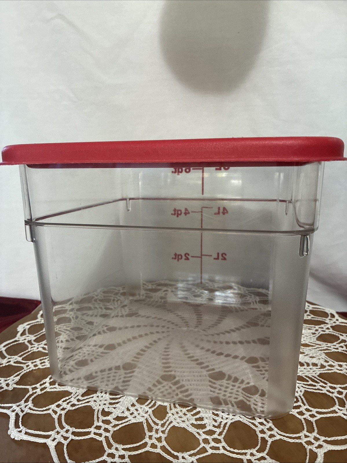 6 Qt Food Storage Container Cambridge Red Lid Graduations For Easy Measurements