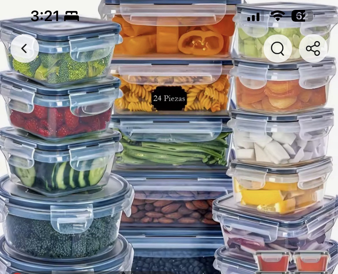 24 Piece Clear Plastic Storage Container Set, Snap Lids, Microwave Safe