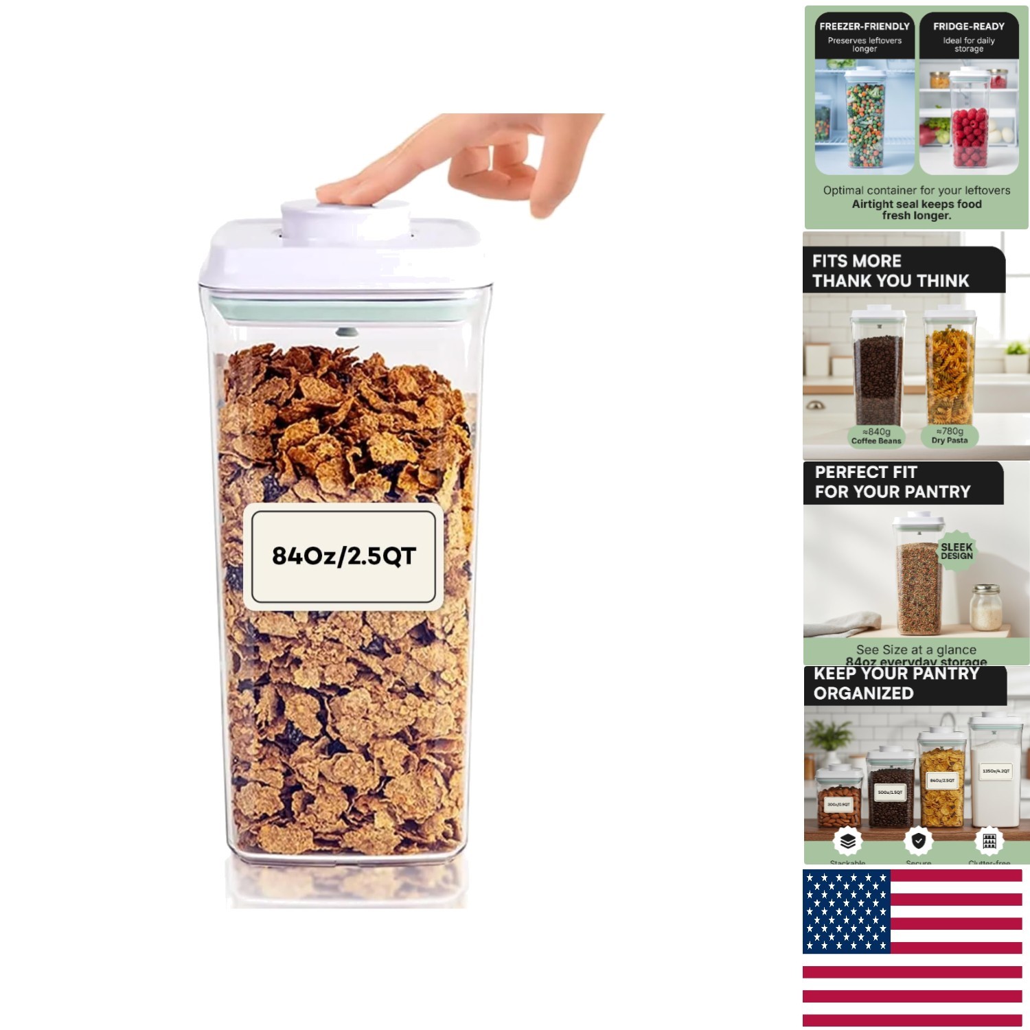Bop Top 2500 ml Airtight Container – Ideal for Meal Prep & Pantry Organization