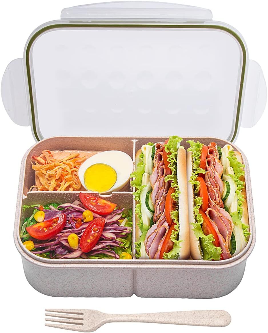 MISS BIG® Bento Box,Bento Box Adult,Lunch Box,Ideal Leak Proof 1900ml, White