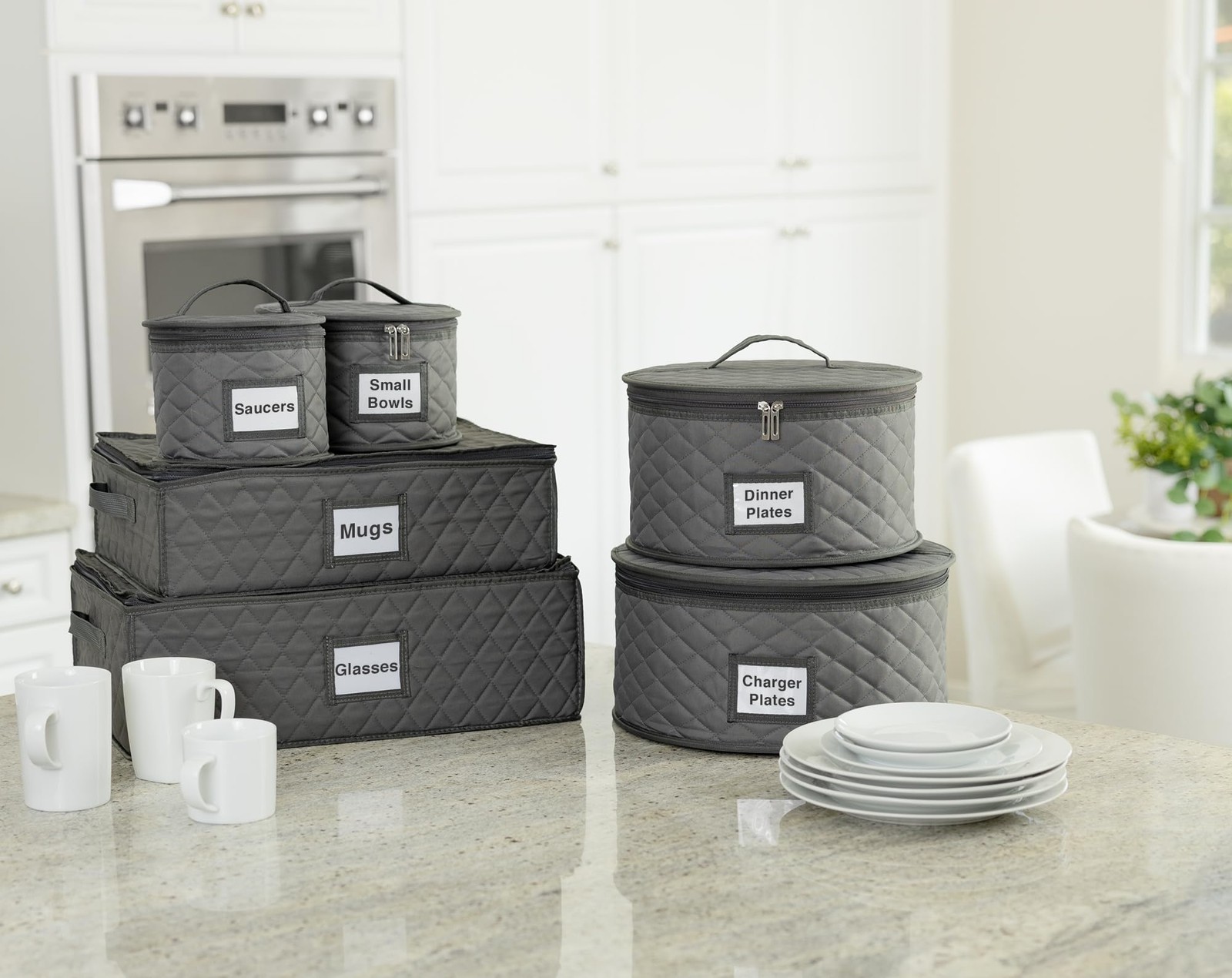 2 Pack 6″ Small Plate Storage Case – China Container 6 in plate, Gray