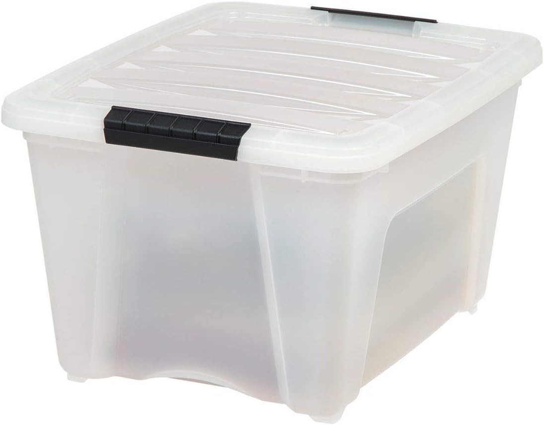 32 Qt Stackable Plastic Storage Bins with Lids, 6 Pack – BPA-Free, – Discree…
