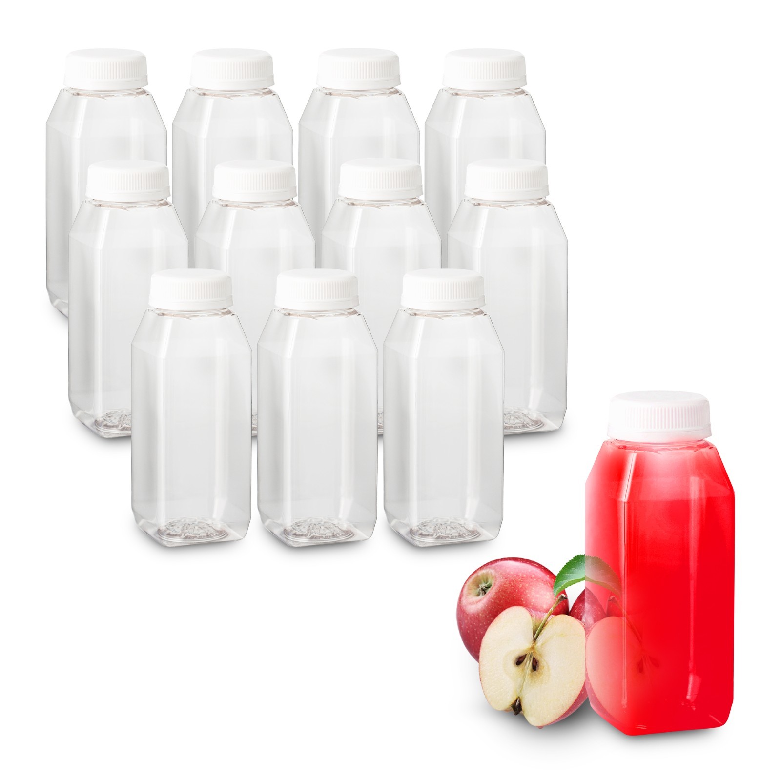 MT Products Clear Empty PET Plastic Juice Bottles with Caps 12 oz – Pack of 160