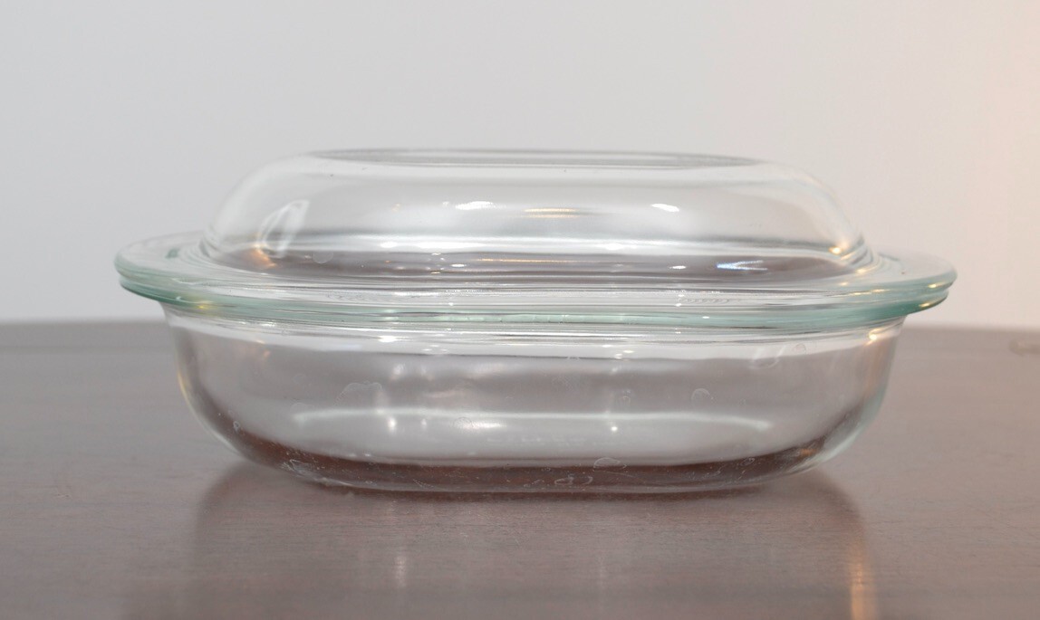 Vintage Pyrex Clear Glass Oval Refrigerator Dish w/ Lid 602-B