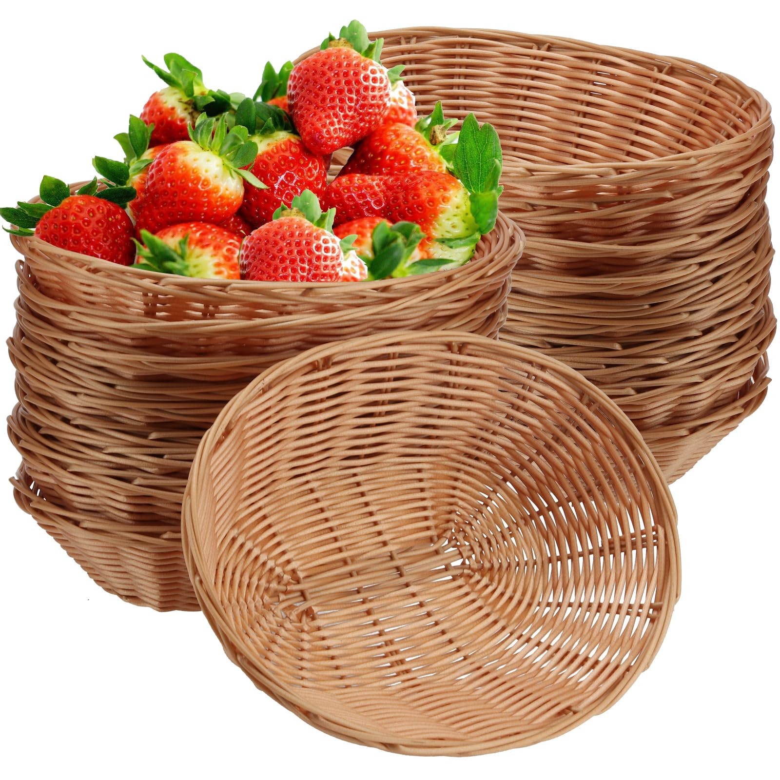 20 PCS Oval Woven Food Bread Fruit Serving Basket Organizer 9x6x2.6 Inch