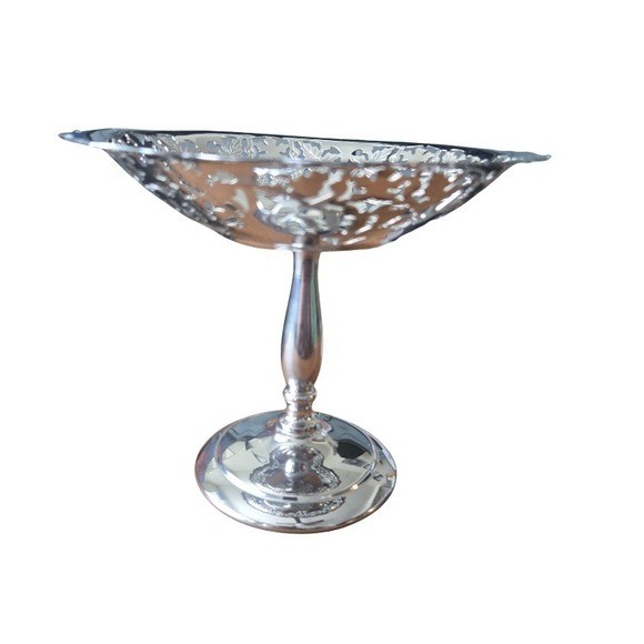 Vintage 1930s Art Deco Krome Kraft Farber Bros Chrome Dish 6″ Pedestal Dish