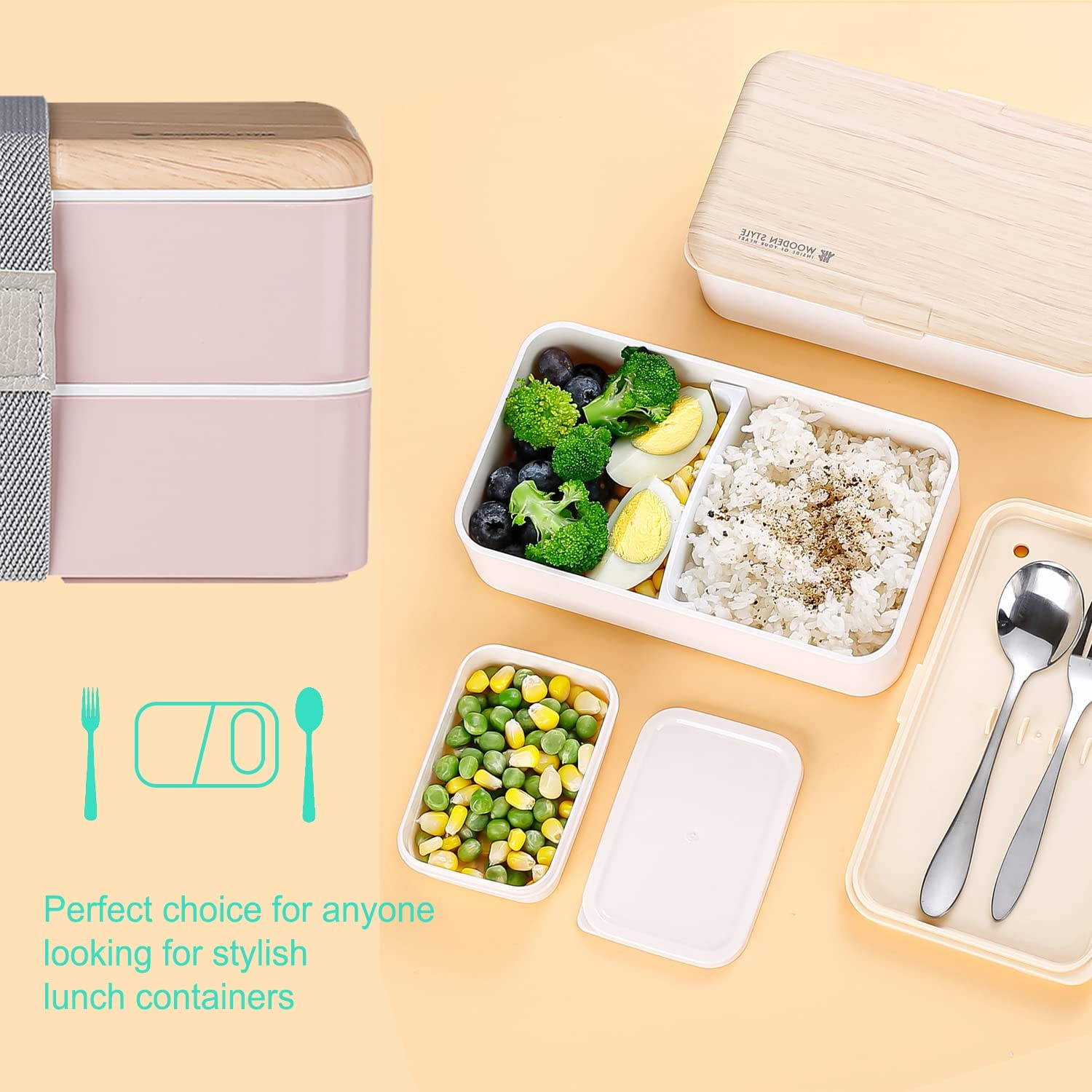 Binoster Original Bento Box Lunch Japanese Style 2 9.2X10.5X18.5CM, Pink
