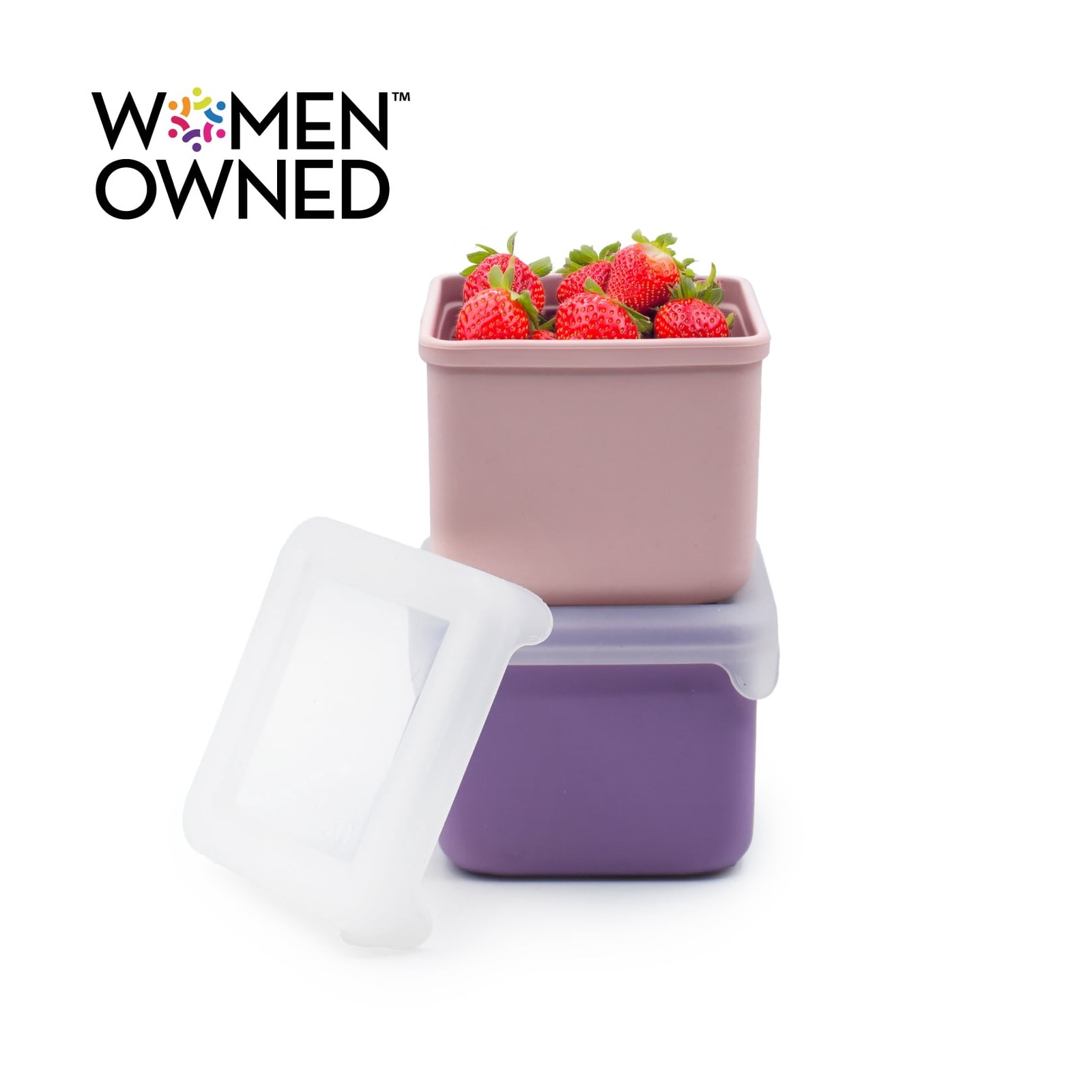 2 Pack Silicone Snack Container, Pink & Purple