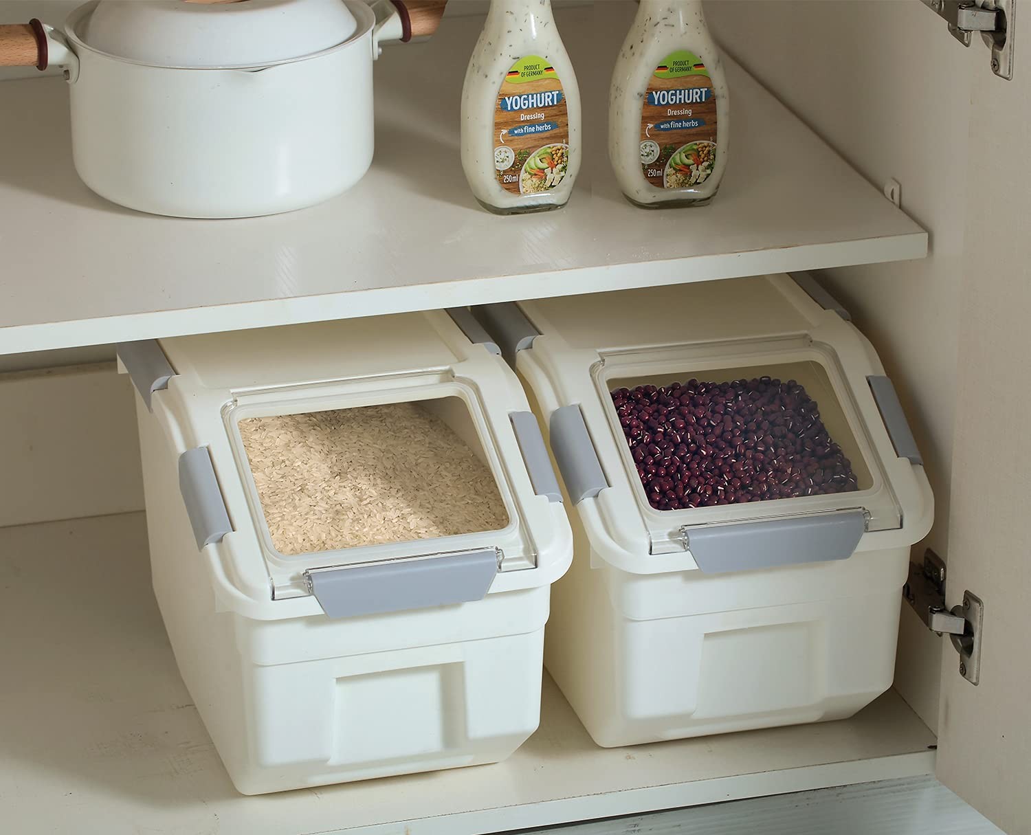 2 Pack Airtight Flour Storage Container With Scoop,Dry Food, Sugar, Baking Su…