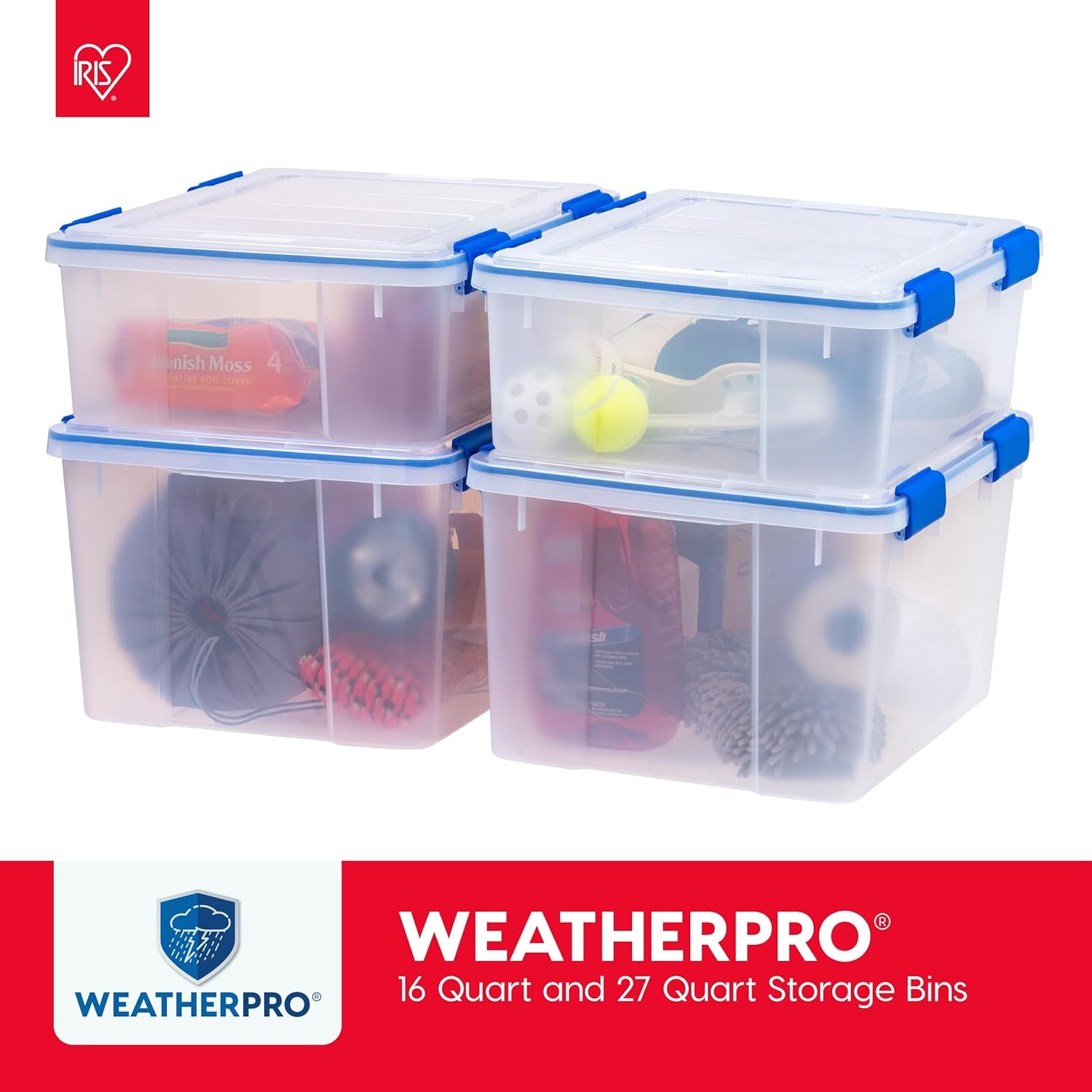 16 Qt Storage Bins W/ Lids 3 Pack BPA-Free Plastic Gasket Box W/ Tight Latch