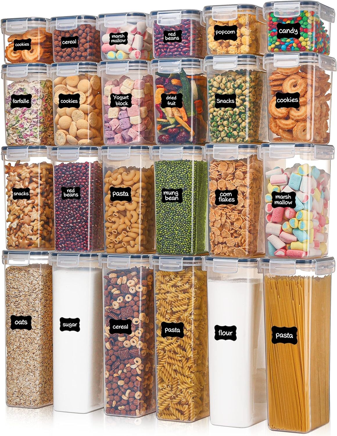 24 Pcs Airtight Food Storage Container Set Kitchen Pantry Organization Canisters