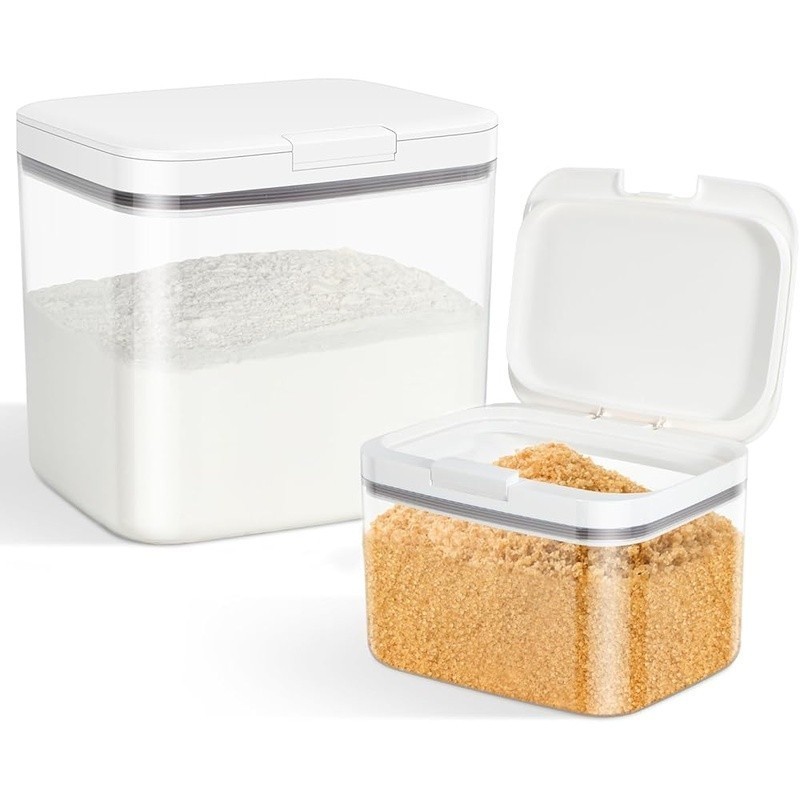Flip-Top Food Storage Container Airtight Clear PET Organizer 2.9QT 4.75QT New