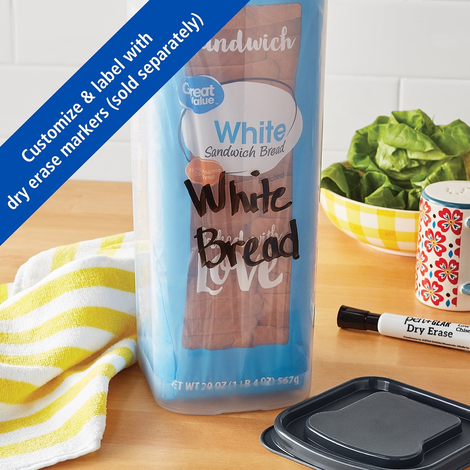 Plastic Bread Bin and Bread Storage Keeper Container with Lid, Pantry Bread