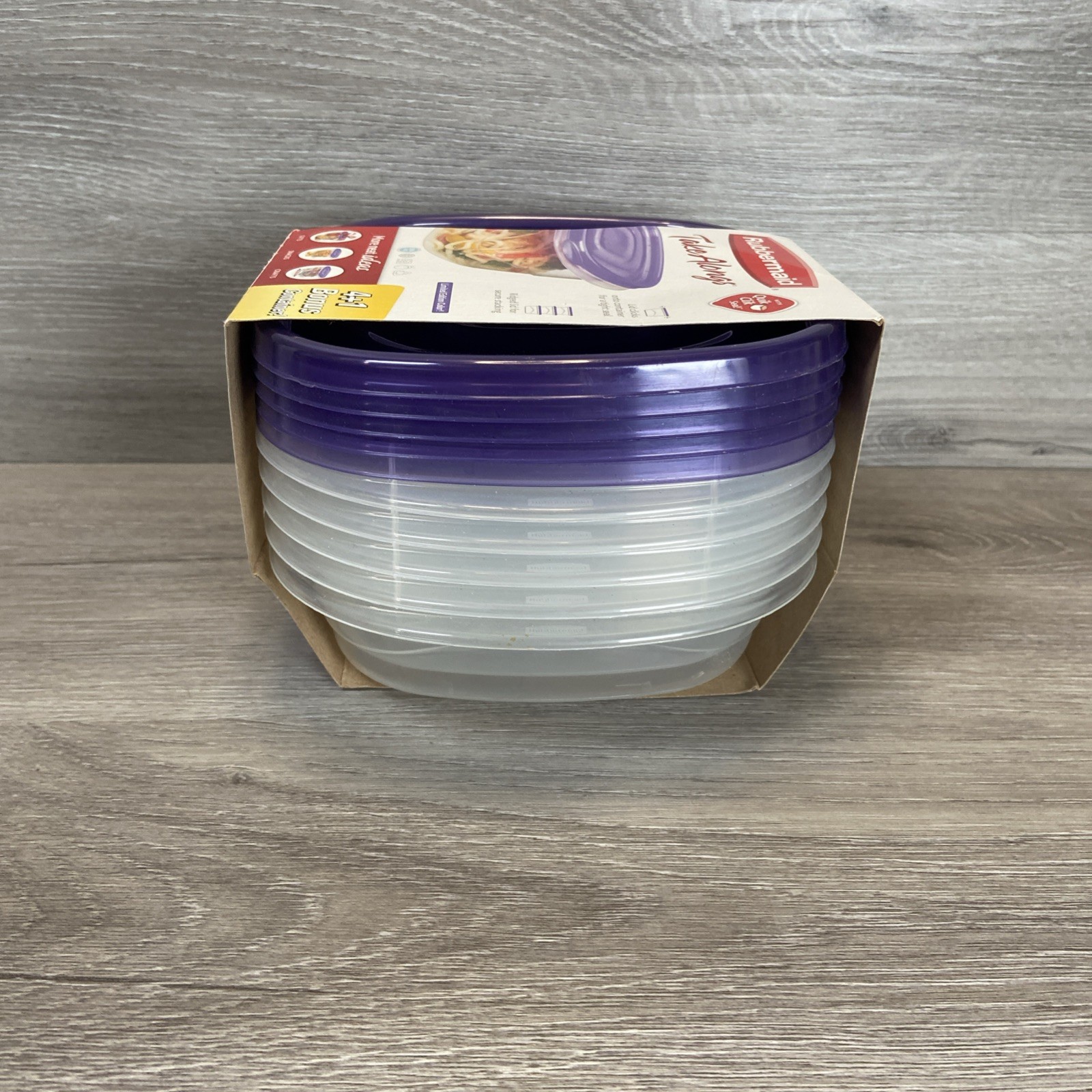 Rubbermaid TakeAlongs 5 Pack Purple Lids 2.9 Cup Clear Food Container 4+ 1 Bonus