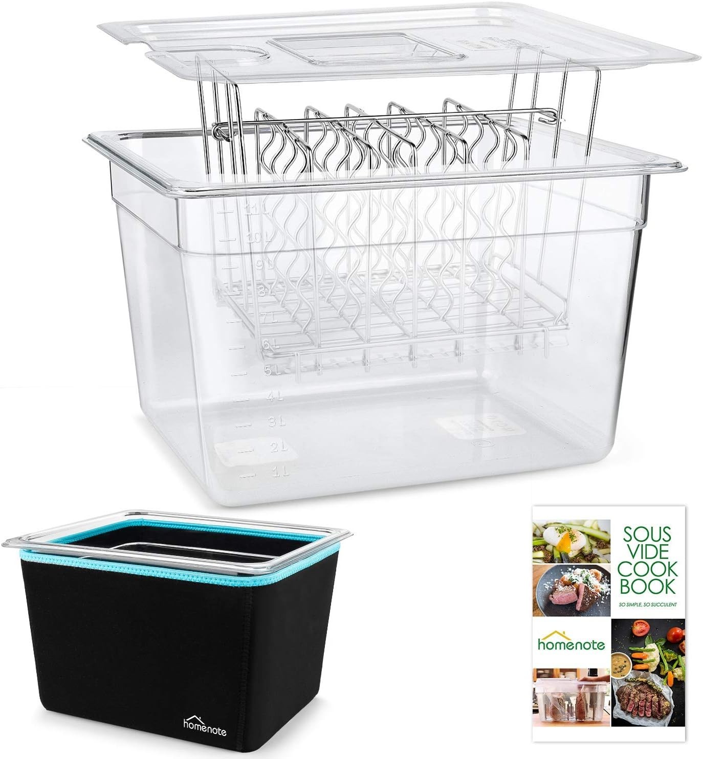 Container 12 Quart with Lid & Rack and Sleeve – BPA Free Complete Sous Vide A…