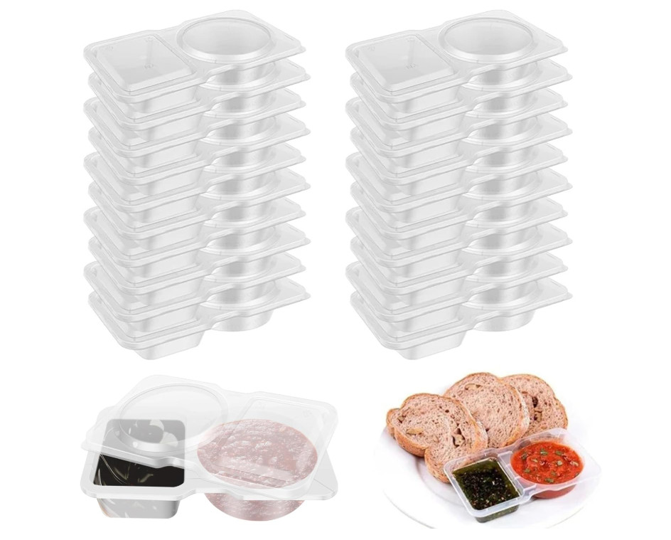 20PCS Double Compartment Condiment Container With Lids – Reusable Snack Pack …