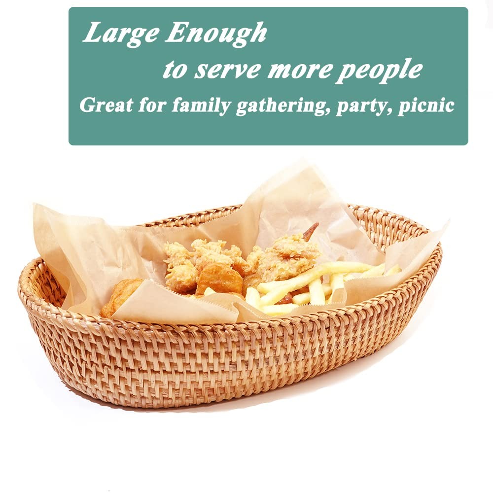 12.6 Inch Woven Bread Basket Fruit Basket for Kitchen Counter Wicker Handmade…