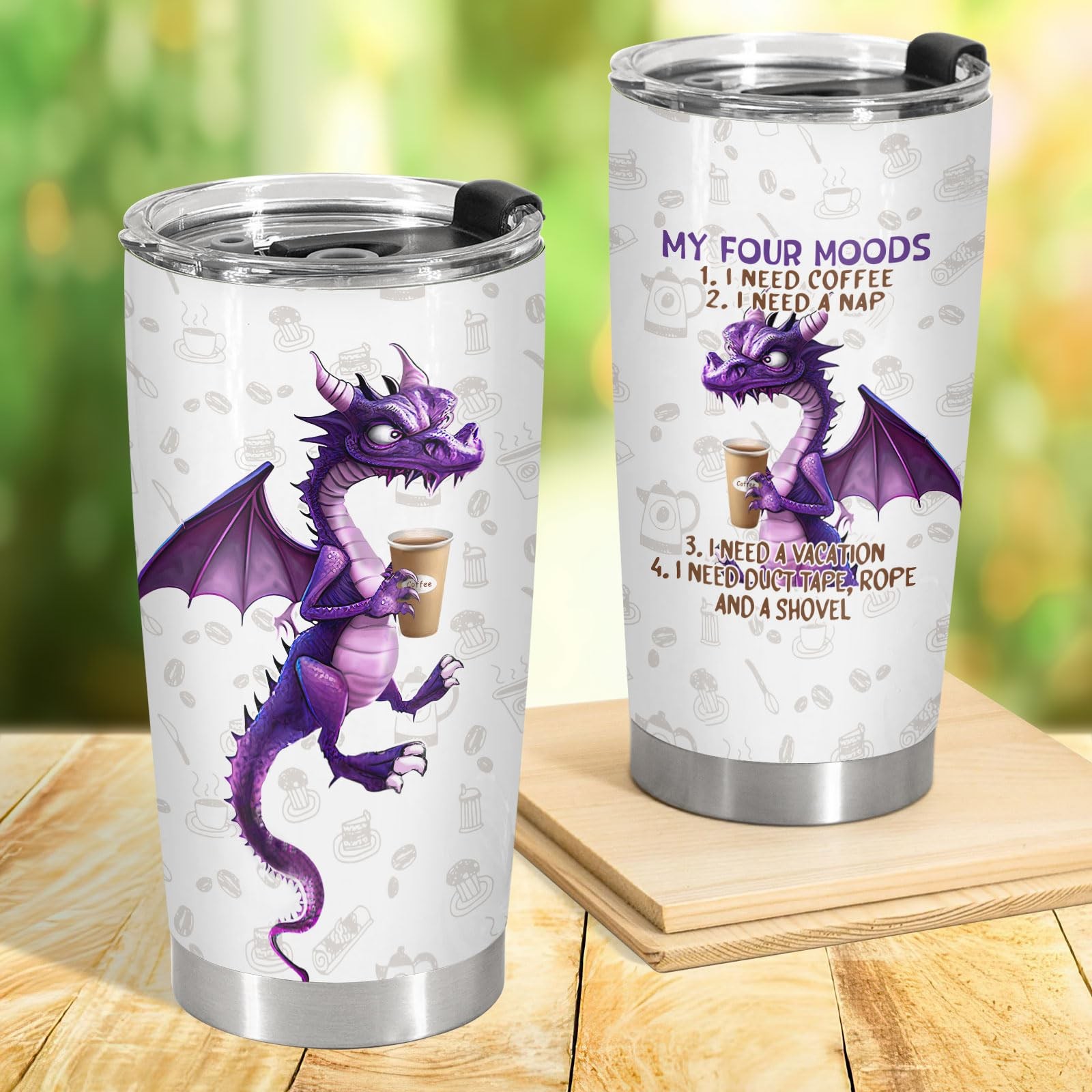 34Hd Dragon Coffee Moods Tumbler 20Oz Stainless Steel Insulated – Funny Purple